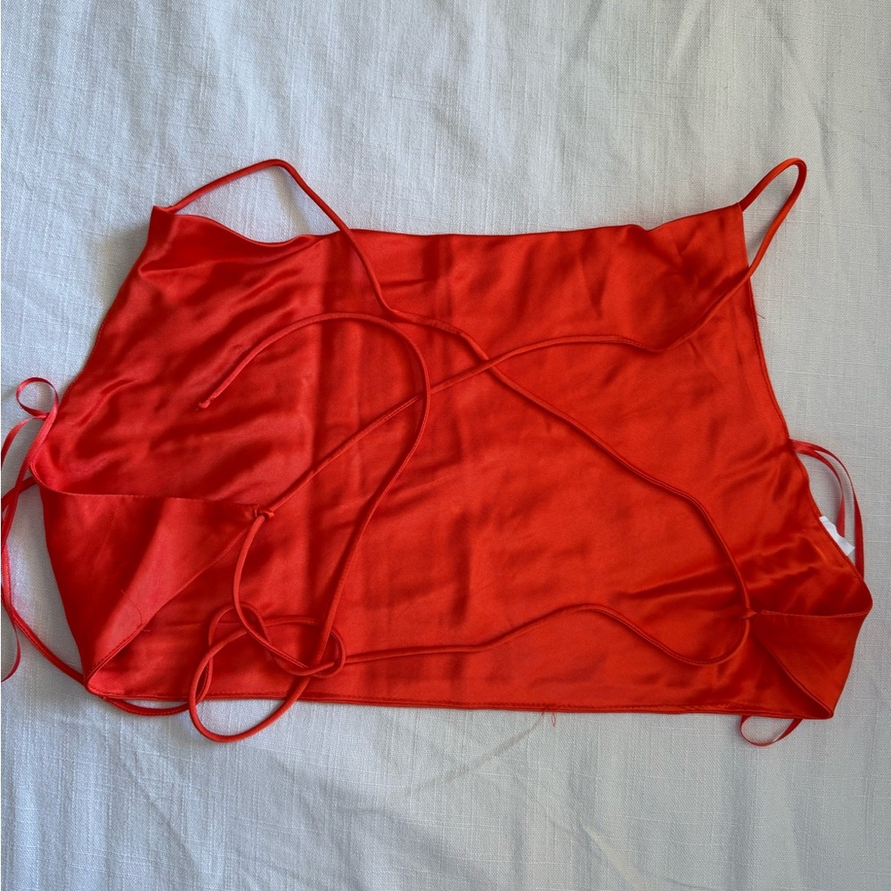 Zara Bright Orange Satin Top